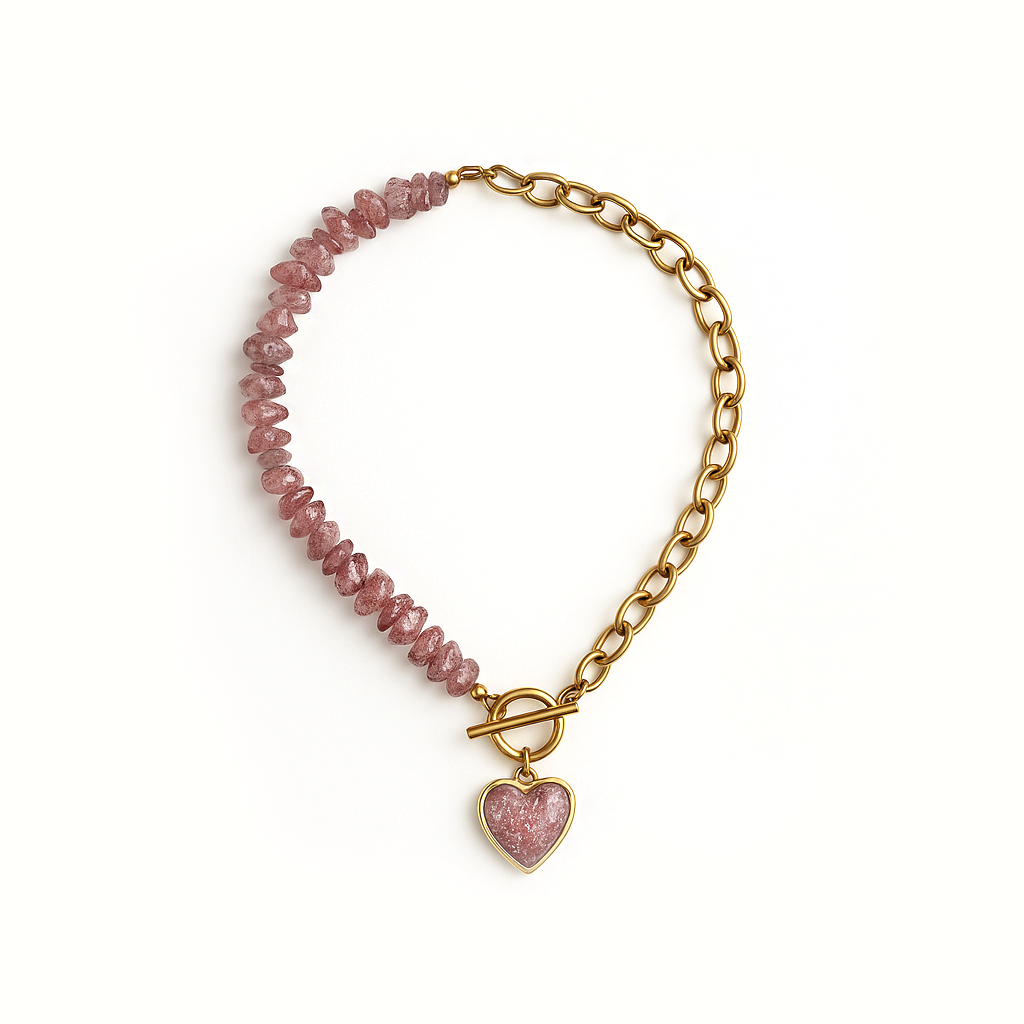 Collar ''SELFLOVE'' Cuarzo fresa